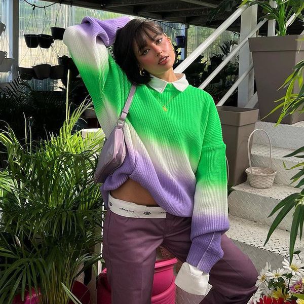 women's sweaters weiyao gradient loose women vintage tie dye pullovers autumn winter knit jumpers y2k aesthetic casual knitwear korean, White;black
women's sweaters weiyao gradient loose women vintage tie dye pullovers autumn winter knit jumpers y2k aesthetic casual knitwear korean, White;black