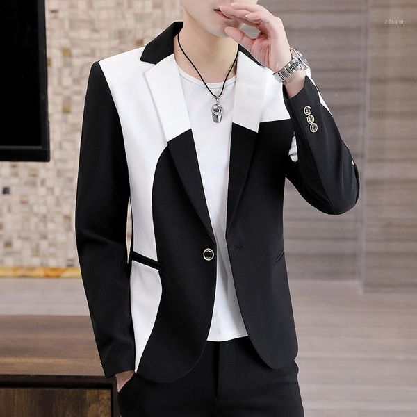 men's suits & blazers jacket one button slim fit long sleeve coat mixed color four seasons male m1, White;black
men's suits & blazers jacket one button slim fit long sleeve coat mixed color four seasons male m1, White;black