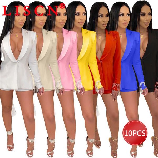 women's tracksuits 10pcs bulk items wholesale lots two piece set split tassel blazer shorts solid color y2k fall outfits for women k743, Gray
women's tracksuits 10pcs bulk items wholesale lots two piece set split tassel blazer shorts solid color y2k fall outfits for women k743, Gray