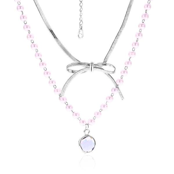 pendant necklaces very girl fashion copper imitation pearl chain bow-knot necklace for women drop, Silver
pendant necklaces very girl fashion copper imitation pearl chain bow-knot necklace for women drop, Silver