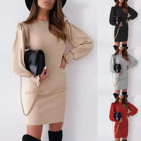 casual dresses office lady dress solid color ruffles sleeve autumn winter slim round neck bodycon wedding 2021 street style belt, Black;gray
casual dresses office lady dress solid color ruffles sleeve autumn winter slim round neck bodycon wedding 2021 street style belt, Black;gray