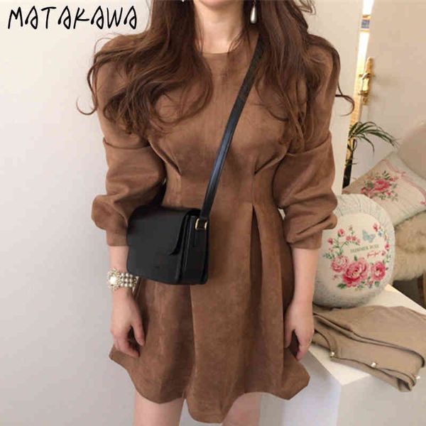 slim pleated waist woman dress korea chic autumn retro round neck robe puff sleeve leather velvet dresses women 210506, Black;gray
slim pleated waist woman dress korea chic autumn retro round neck robe puff sleeve leather velvet dresses women 210506, Black;gray