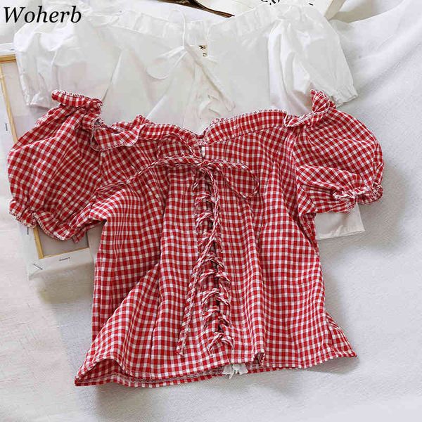 boho summer crop womens plaid and blouses puff sleeve off shoulder lace up shirt tunic blusa femme 210519, White
boho summer crop womens plaid and blouses puff sleeve off shoulder lace up shirt tunic blusa femme 210519, White