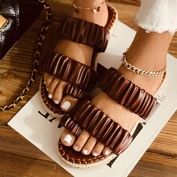summer women's slippers clip toe ladies slides pu flat comfort female shoes pleated fashion 2021 woman non-slip plus size, Black
summer women's slippers clip toe ladies slides pu flat comfort female shoes pleated fashion 2021 woman non-slip plus size, Black