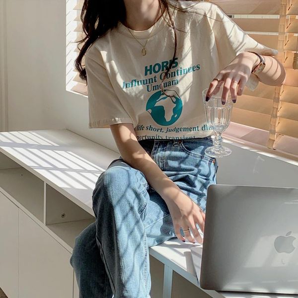women's t-shirt printed short-sleeved for women 2021 summer korean style loose leisure all-matching trendy ins bottoming shirt top, White
women's t-shirt printed short-sleeved for women 2021 summer korean style loose leisure all-matching trendy ins bottoming shirt top, White