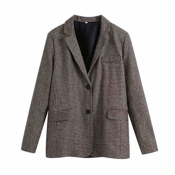 women retro plaid single breasted blazer jacket office lady seprartely houndstooth suit coat outwear female blazers 210521, White;black
women retro plaid single breasted blazer jacket office lady seprartely houndstooth suit coat outwear female blazers 210521, White;black