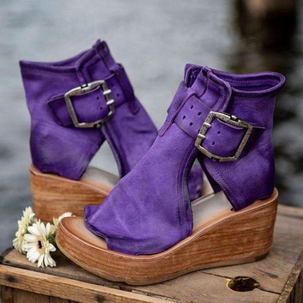 sandals gladiator casual summer open toe short boots retro simple wedge heel buckle women's platform sandalias shoes, Black
sandals gladiator casual summer open toe short boots retro simple wedge heel buckle women's platform sandalias shoes, Black
