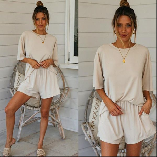 two womens tracksuits piece set and pant women sportswear suit girl short sleeve t shirt pants sets summer fashion, Gray 
two womens tracksuits piece set and pant women sportswear suit girl short sleeve t shirt pants sets summer fashion, Gray