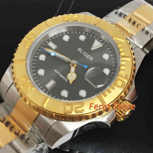 men new bliger 40mm mechanical clock saffier glass stainless steel gold base lightning turn waterproof automatic, Slivery;brown
men new bliger 40mm mechanical clock saffier glass stainless steel gold base lightning turn waterproof automatic, Slivery;brown