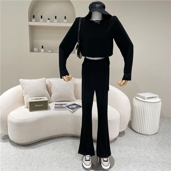 women's two piece pants set spring summer 2021 fashion slim fit long sleeve + high waist thin and wide leg, White
women's two piece pants set spring summer 2021 fashion slim fit long sleeve + high waist thin and wide leg, White