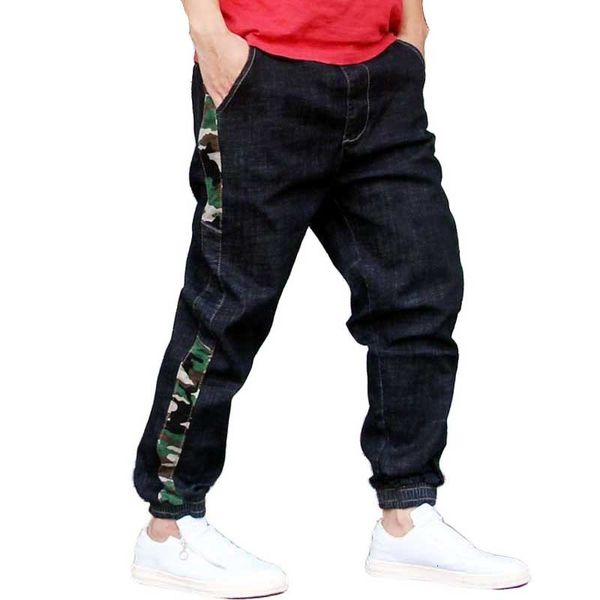 jeans stretched harem jeans men casual joggers loose baggy denim side camo stripe patchwork hip hop trousers elastic waist pants, Blue
jeans stretched harem jeans men casual joggers loose baggy denim side camo stripe patchwork hip hop trousers elastic waist pants, Blue