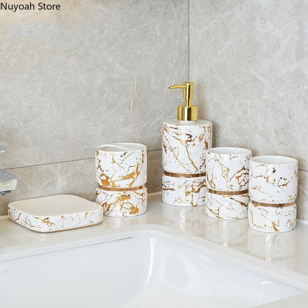 bathroom supplies luxury suite ceramic marble pattern lotion bottle/toothbrush holder/mouthwash cup/bathroom decoration bath accessory set
bathroom supplies luxury suite ceramic marble pattern lotion bottle/toothbrush holder/mouthwash cup/bathroom decoration bath accessory set