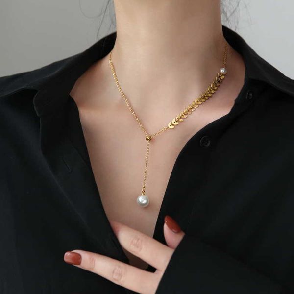 2021 new fashion pearl wheat tassel necklace women's clavicle chain small luxury sweater does not fade, Silver
2021 new fashion pearl wheat tassel necklace women's clavicle chain small luxury sweater does not fade, Silver