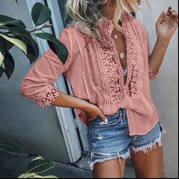 lace patchwork hollow out women shirt long sleeve o neck single breasted female spring solid casual ladies clothes, White
lace patchwork hollow out women shirt long sleeve o neck single breasted female spring solid casual ladies clothes, White
