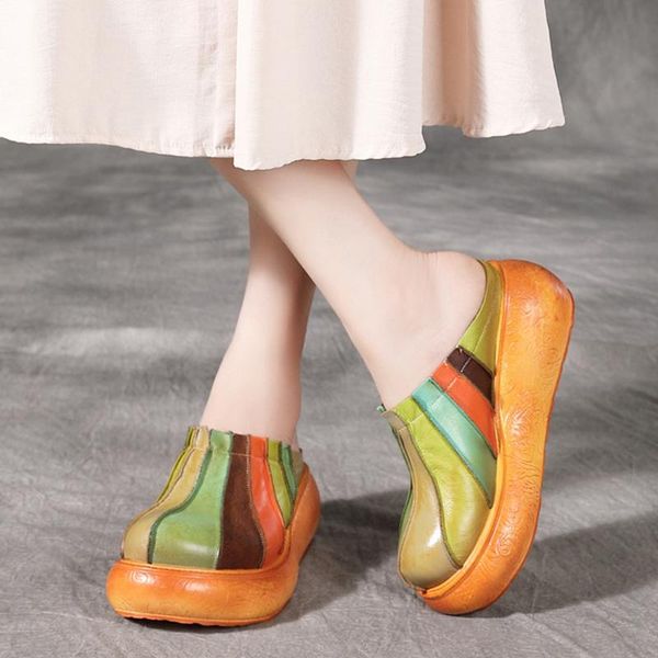 female mixed colors genuine leather slippers 2021 summer women shoes slides wedges outside wear platform ladies, Black
female mixed colors genuine leather slippers 2021 summer women shoes slides wedges outside wear platform ladies, Black