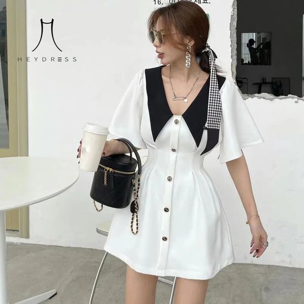 women elegant peter pan collar mini dress korean summer puff sleeve vingate slim party a-line vestidos 210517, Black;gray
women elegant peter pan collar mini dress korean summer puff sleeve vingate slim party a-line vestidos 210517, Black;gray