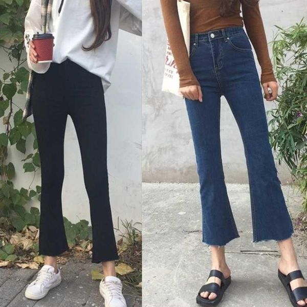 women's pants & capris woman's jeans 2021 female bell bottom high waist nine woman, Black;white
women's pants & capris woman's jeans 2021 female bell bottom high waist nine woman, Black;white