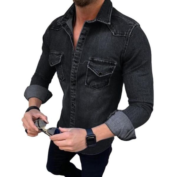 men's casual shirts men fashion pockets solid collar cotton long sleeve outerwear slim buttons shirt for daily, White;black
men's casual shirts men fashion pockets solid collar cotton long sleeve outerwear slim buttons shirt for daily, White;black