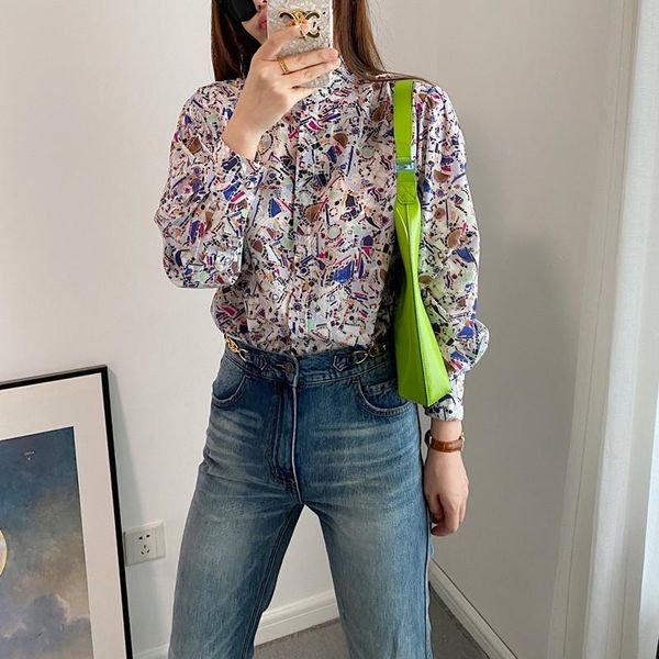women's blouses & shirts geometric print shirt 2021 autumn and winter long sleeve blouse female single-breasted top, White
women's blouses & shirts geometric print shirt 2021 autumn and winter long sleeve blouse female single-breasted top, White