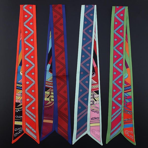 scarves flower twill silk small women fashion scarf hair bags handle geometric tie multifunction hand ribbon, Blue;gray
scarves flower twill silk small women fashion scarf hair bags handle geometric tie multifunction hand ribbon, Blue;gray