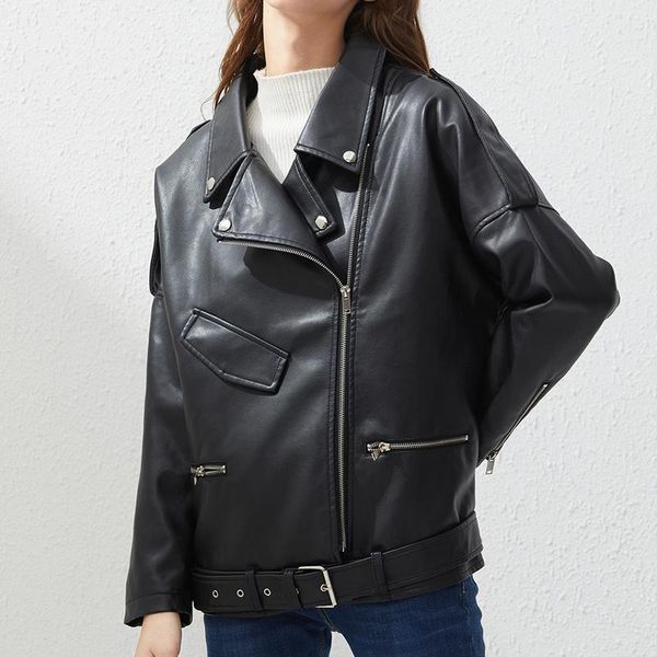 women's leather & faux ailegogo spring autumn oversized jacket with belt women casual loose biker outwear female bf black coat
women's leather & faux ailegogo spring autumn oversized jacket with belt women casual loose biker outwear female bf black coat