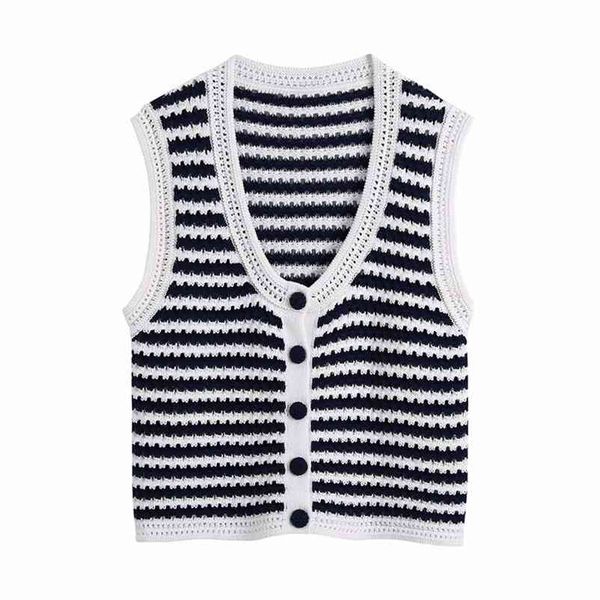 casual women v neck knitted vest summer fashion ladies england style female striped knit short tank 210515, White
casual women v neck knitted vest summer fashion ladies england style female striped knit short tank 210515, White
