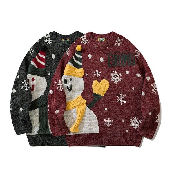 men's sweaters autumn winter snowflake snowman christmas sweater men women couple loose casual pullover streetwear vintage knitwear, White;black
men's sweaters autumn winter snowflake snowman christmas sweater men women couple loose casual pullover streetwear vintage knitwear, White;black