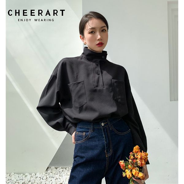 autumn long sleeve blouse korean fashion clothing for womens casual stand collar black beige 210427, White
autumn long sleeve blouse korean fashion clothing for womens casual stand collar black beige 210427, White