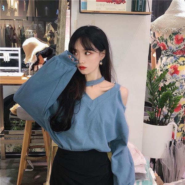 women's hoodies & sweatshirts hollow out loose pullovers fashion brand long sleeve v-neck off shoulder clothing spring autumn korean c, Black
women's hoodies & sweatshirts hollow out loose pullovers fashion brand long sleeve v-neck off shoulder clothing spring autumn korean c, Black