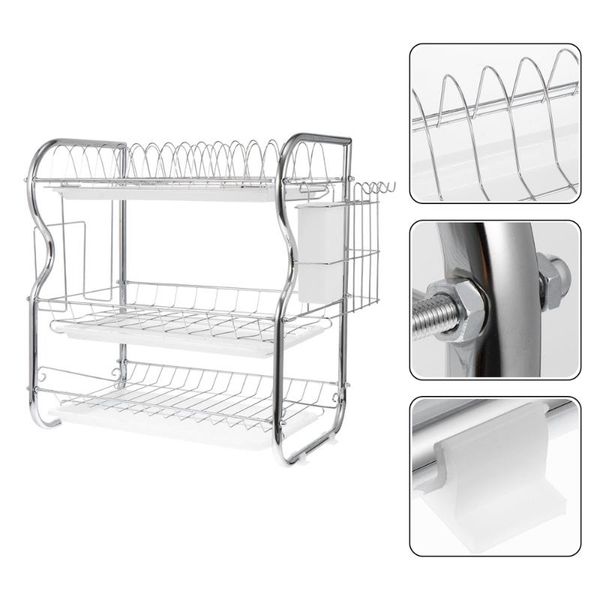 kitchen storage & organization 1pc stainless steel rack draining 3 tier dish for home
kitchen storage & organization 1pc stainless steel rack draining 3 tier dish for home