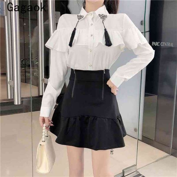 blouse women spring autumn vintage ruffles solid full slim shirts korean chic fashiokn ladies wild blouses 210531, White
blouse women spring autumn vintage ruffles solid full slim shirts korean chic fashiokn ladies wild blouses 210531, White