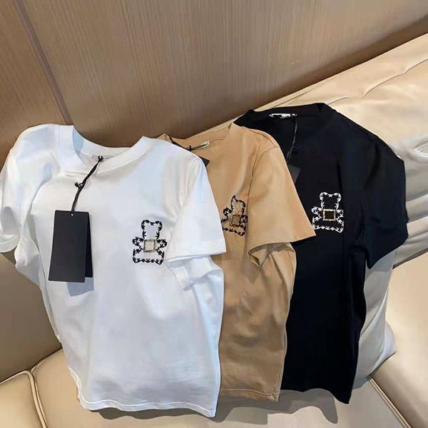 luxury design summer sweet style embroidered jacquard bear round neck short sleeve women's simple loose thin t-shirt, White
luxury design summer sweet style embroidered jacquard bear round neck short sleeve women's simple loose thin t-shirt, White