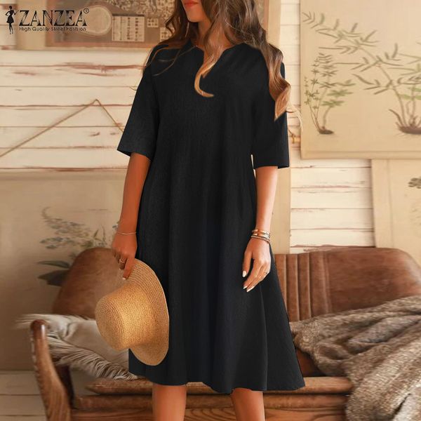 dresses vintage solid knee length dress women's summer sundress 2021 casual half sleeve vestidos female v neck robe plus size, Black;gray
dresses vintage solid knee length dress women's summer sundress 2021 casual half sleeve vestidos female v neck robe plus size, Black;gray