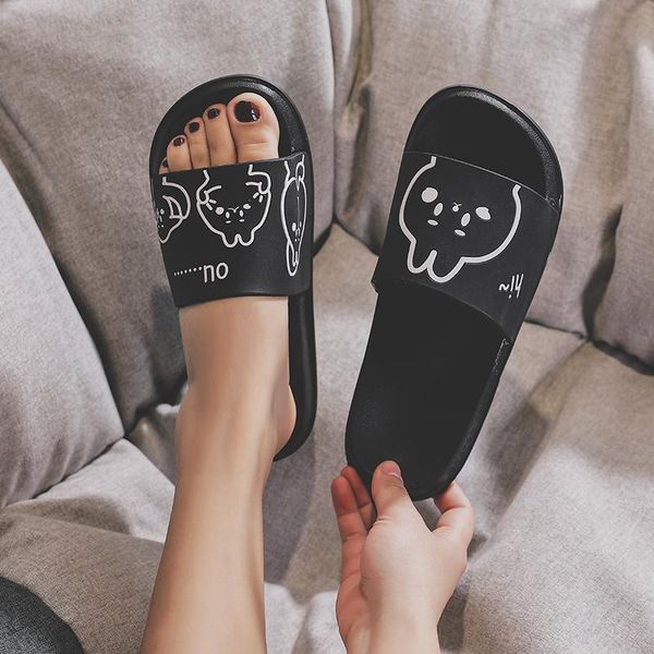 slippers mooregood summer ins outer wear indoor non-slip soft bottom simple home bathroom word sandals and female, Black 
slippers mooregood summer ins outer wear indoor non-slip soft bottom simple home bathroom word sandals and female, Black