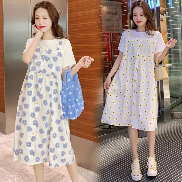 8668# maternity dress summer o neck floral cotton short sleeves loose stylish pregnant women mom dresses, White
8668# maternity dress summer o neck floral cotton short sleeves loose stylish pregnant women mom dresses, White