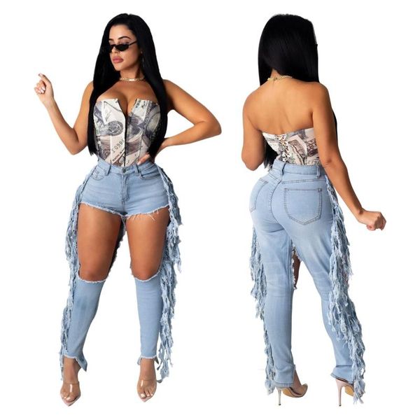 women's jeans european and american fashion all-match self-cultivation ripped street personality fringed mother feet pants, Blue
women's jeans european and american fashion all-match self-cultivation ripped street personality fringed mother feet pants, Blue