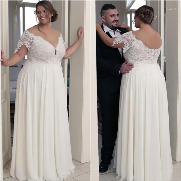 other wedding dresses v-neck plus size beach style chiffon short sleeves lace bridal gowns wed dress modest off the shoulder1, White
other wedding dresses v-neck plus size beach style chiffon short sleeves lace bridal gowns wed dress modest off the shoulder1, White