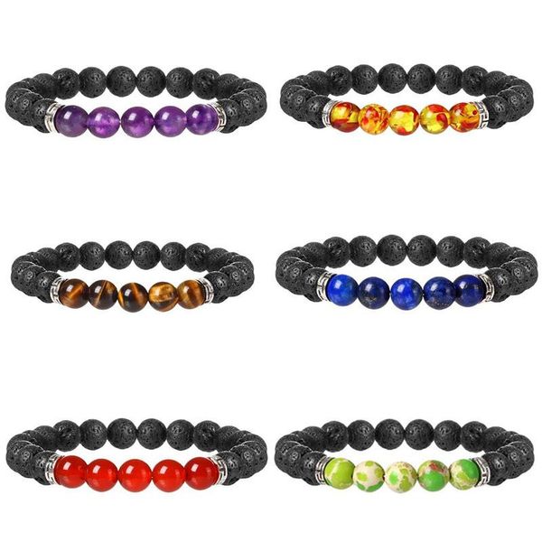 beaded, strands 8mm natural 7 chakra stone bracelet yoga lava rock healing balance energy beaded bracelets men womem jewelry, Black
beaded, strands 8mm natural 7 chakra stone bracelet yoga lava rock healing balance energy beaded bracelets men womem jewelry, Black