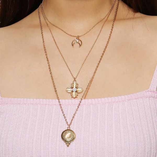 pendant necklaces women's retro simple flower moon multi crystal multilayer choker necklace for women 2021 jewelry gift, Silver
pendant necklaces women's retro simple flower moon multi crystal multilayer choker necklace for women 2021 jewelry gift, Silver
