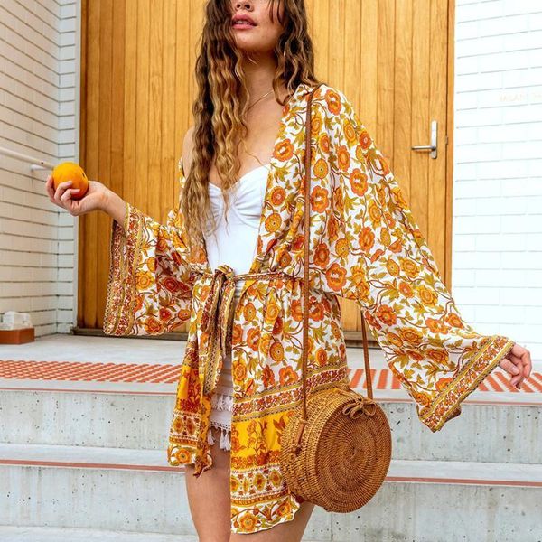 boho swim cover up womens shirts cardigan yellow floral print kimono sleeve summer blouses beach blusa robe, White
boho swim cover up womens shirts cardigan yellow floral print kimono sleeve summer blouses beach blusa robe, White