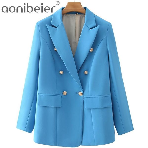 women's suits & blazers aonibeier 2021 summer autumn fashion blue ol style female suit jacket long sleeve metal double breasted women c, White;black
women's suits & blazers aonibeier 2021 summer autumn fashion blue ol style female suit jacket long sleeve metal double breasted women c, White;black