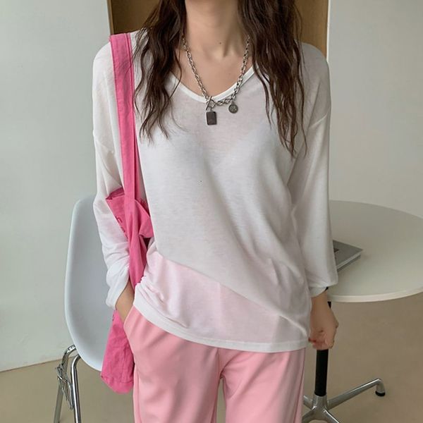 women's blouses & shirts hzirip 6 color sunscreen chic femme fall loose female v-neck casual sweater fashion sleeve complete solid t-s, White
women's blouses & shirts hzirip 6 color sunscreen chic femme fall loose female v-neck casual sweater fashion sleeve complete solid t-s, White
