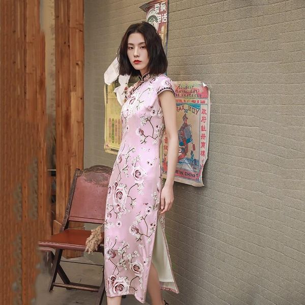 summer sweet rose print long cheongsam lady pink elegant lace trim novelty qipao mandarin collar slim classic chinese dress ethnic clot, Red
summer sweet rose print long cheongsam lady pink elegant lace trim novelty qipao mandarin collar slim classic chinese dress ethnic clot, Red
