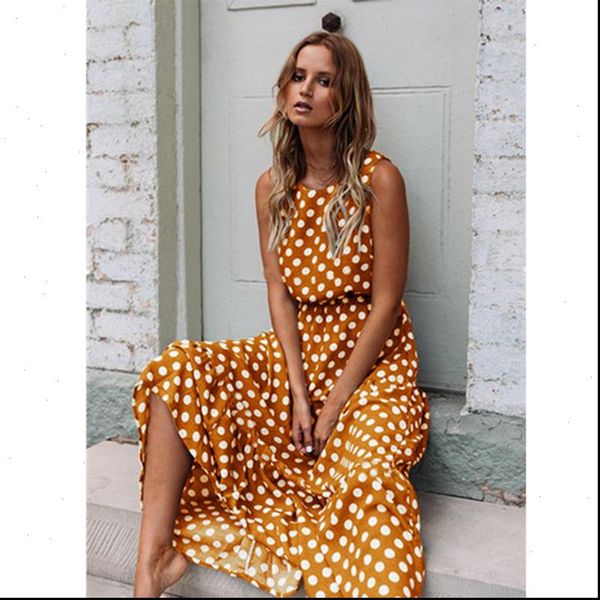 summer sleeveless women dress polka dot print midi casual fashion dresses a line boho elegant beach long vestidos, Black;gray
summer sleeveless women dress polka dot print midi casual fashion dresses a line boho elegant beach long vestidos, Black;gray