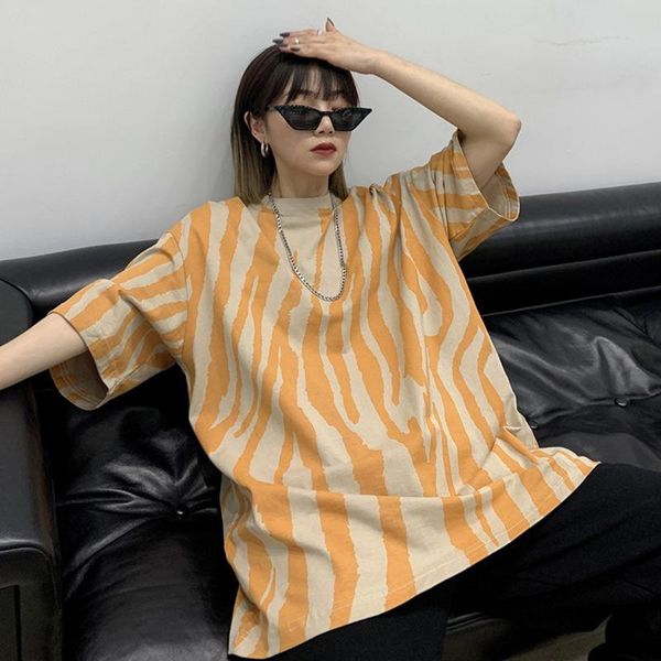 women's t-shirt korean stripe oversize retro street hip hop short sleeve round-neck 2021 female casual summer top, White
women's t-shirt korean stripe oversize retro street hip hop short sleeve round-neck 2021 female casual summer top, White
