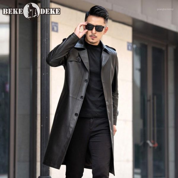men's leather & faux fashion mens single breasted military belted long trench coat business office work sheepskin genuine jacke, Black
men's leather & faux fashion mens single breasted military belted long trench coat business office work sheepskin genuine jacke, Black