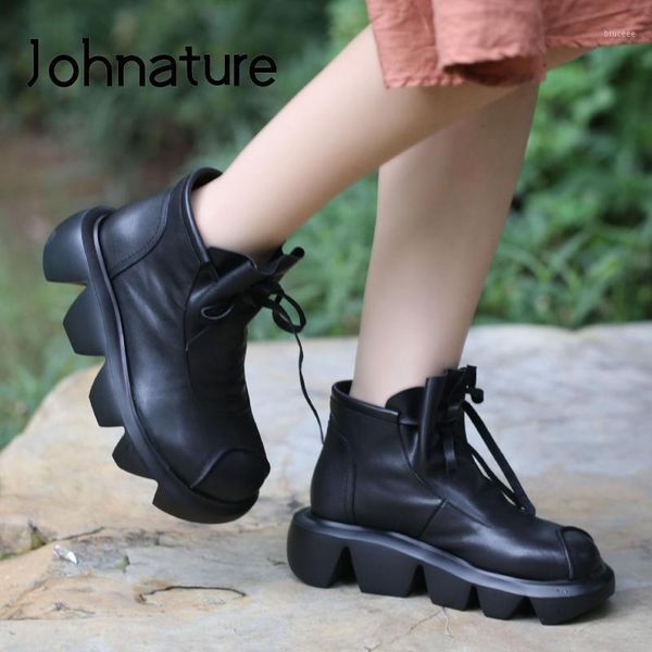 boots johnature ankle platform lace-up genuine leather women shoes flat with sewing round toe handmade leisure1, Black
boots johnature ankle platform lace-up genuine leather women shoes flat with sewing round toe handmade leisure1, Black