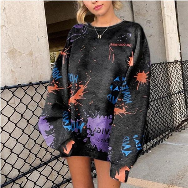 women's hoodies & sweatshirts autumn woman sweatshirt tie-dye print cool black color street wear loose o-neck pullover long sleeved clo
women's hoodies & sweatshirts autumn woman sweatshirt tie-dye print cool black color street wear loose o-neck pullover long sleeved clo