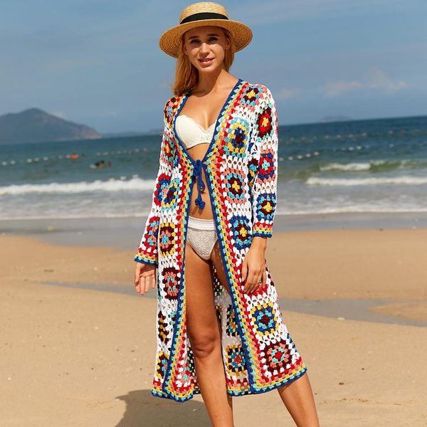 women's swimwear women colorful long cardigan dress coats elastic crochet beach hollow party, White;black
women's swimwear women colorful long cardigan dress coats elastic crochet beach hollow party, White;black