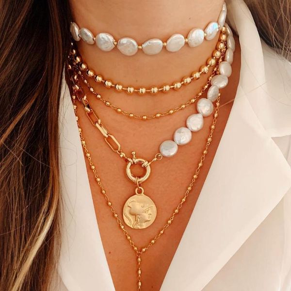 fashion statement multilayers gold color chains baroque pearls portrait letters pendant necklace for women girls beach necklaces, Silver
fashion statement multilayers gold color chains baroque pearls portrait letters pendant necklace for women girls beach necklaces, Silver